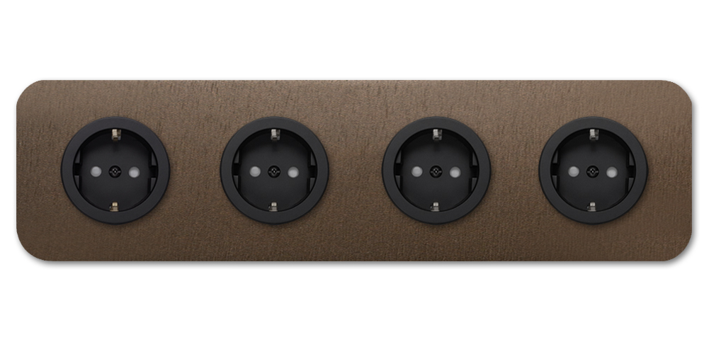 Socket metal brown 4 gang. Cube Series