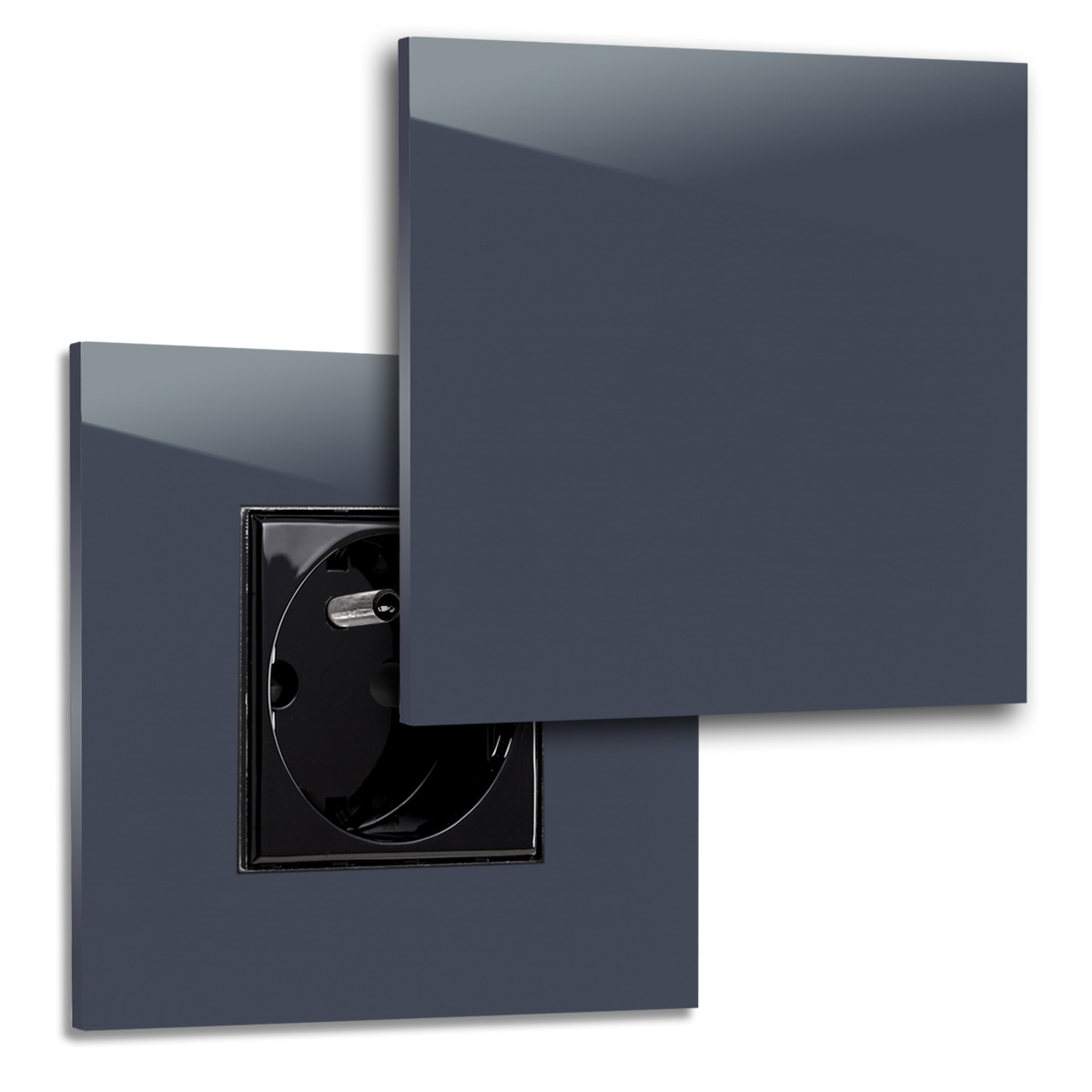 Prise avec couvercle 1fois aspect verre en couleur Farrow Ball 281 stiffkey blue TypE MAXIM