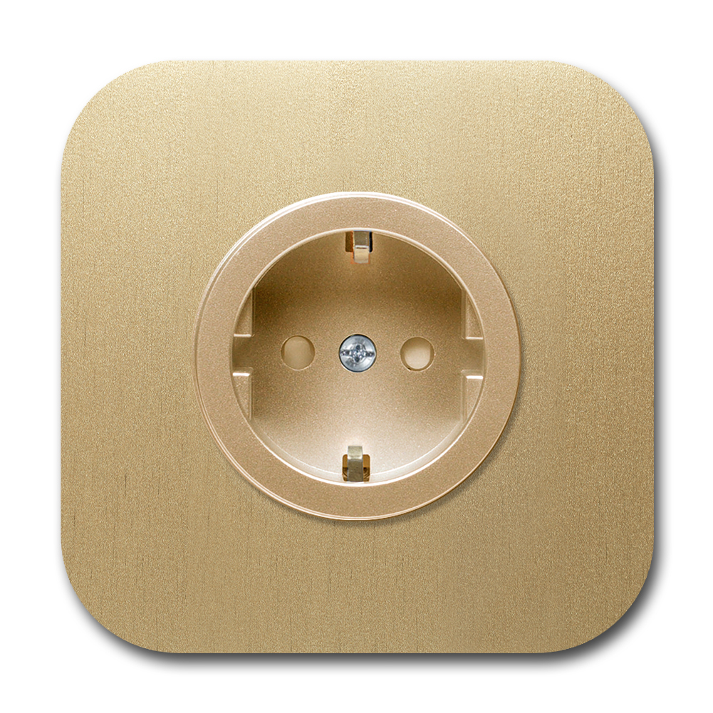 Socket metal in gold 1-gang. Cube Series