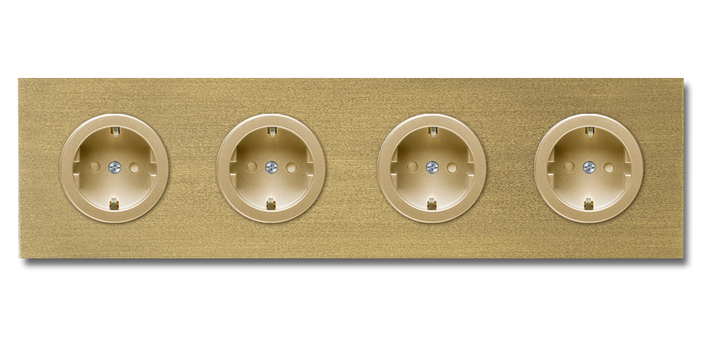 Socket metal in old gold 4 gang. Square Series