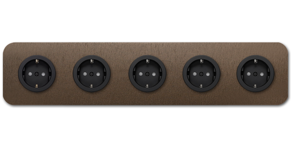 Socket metal brown 5 gang. Cube Series
