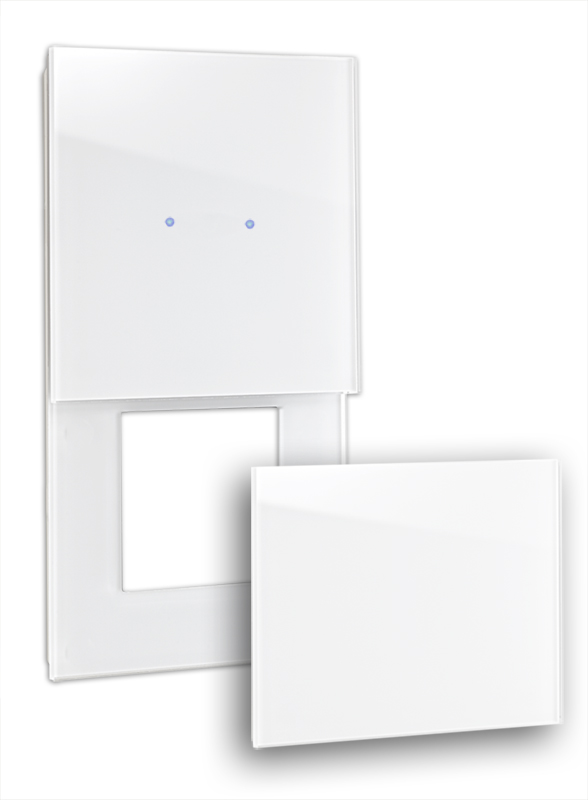 Cache-écran tactile NOVA - aspect verre 2 fois avec découpe et cache en blanc.