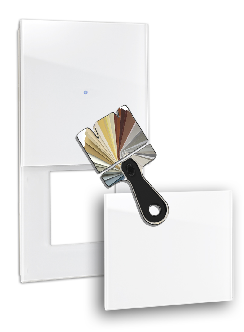 Cache-écran tactile NOVA - aspect verre simple avec découpe et cache dans une couleur Farrow & Ball.