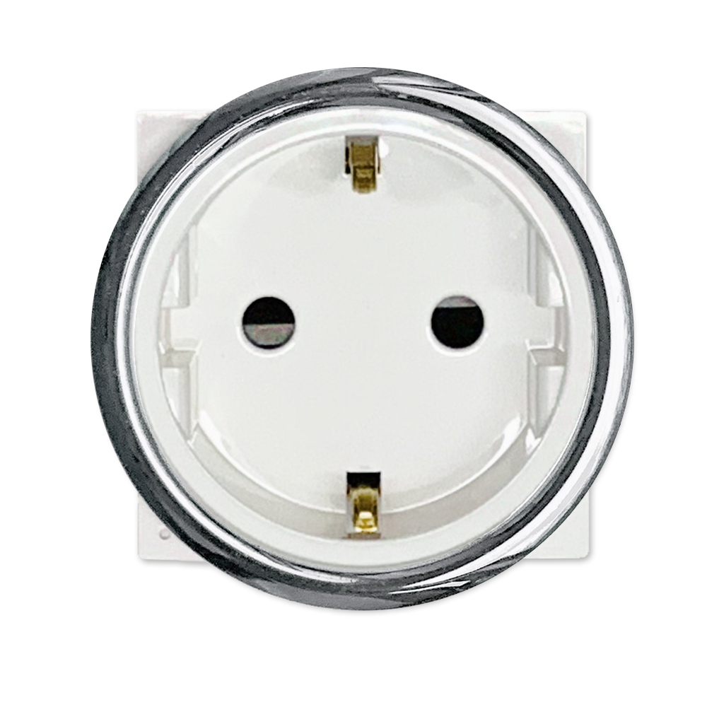 Socket insert type C,F German Standard White with chrome trim ring
