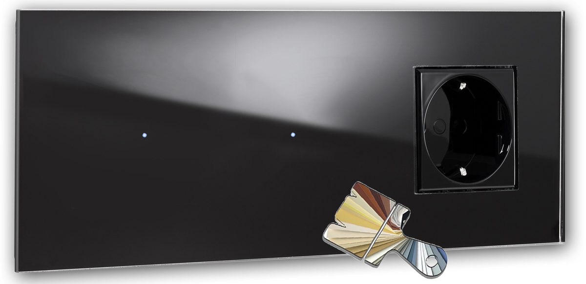 Touchschakelaar met stopcontact. Farrow Ball-kleur. 230V. Glaslook. NOVA