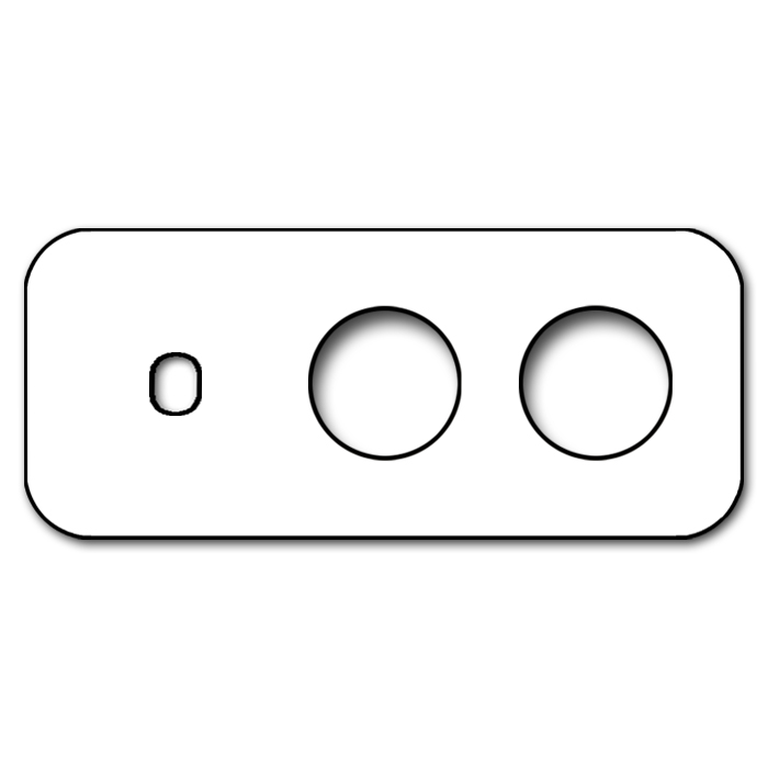 Switch front panel metal in matte White 1 gang + 2 cutout horizontal. Vectis Cube series