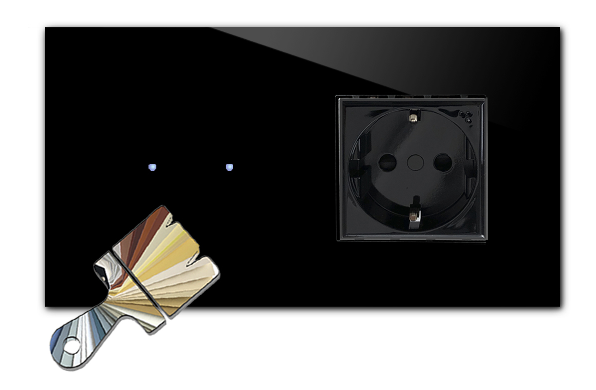 Touchschakelaar met stopcontact. Farrow Ball-kleur. 230V. Glaslook. NOVA