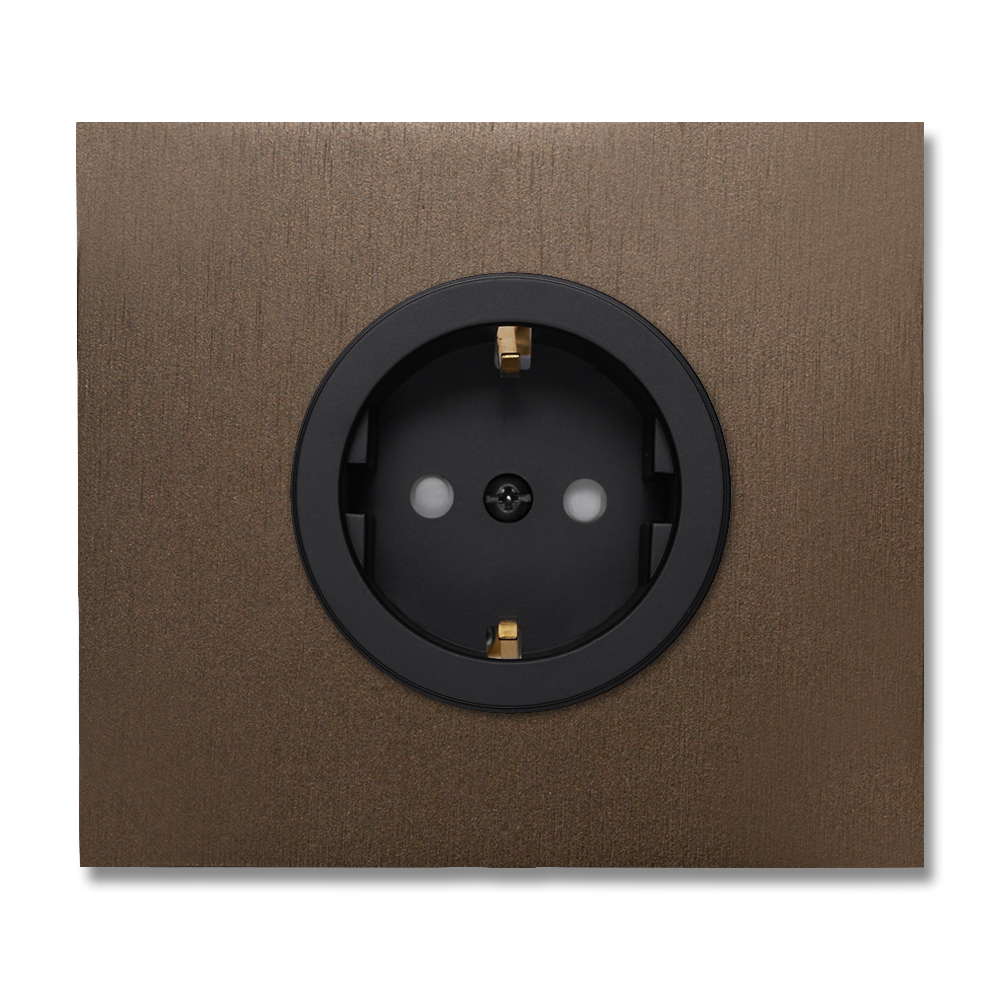 Socket metal brown single 1 gang. Square Series