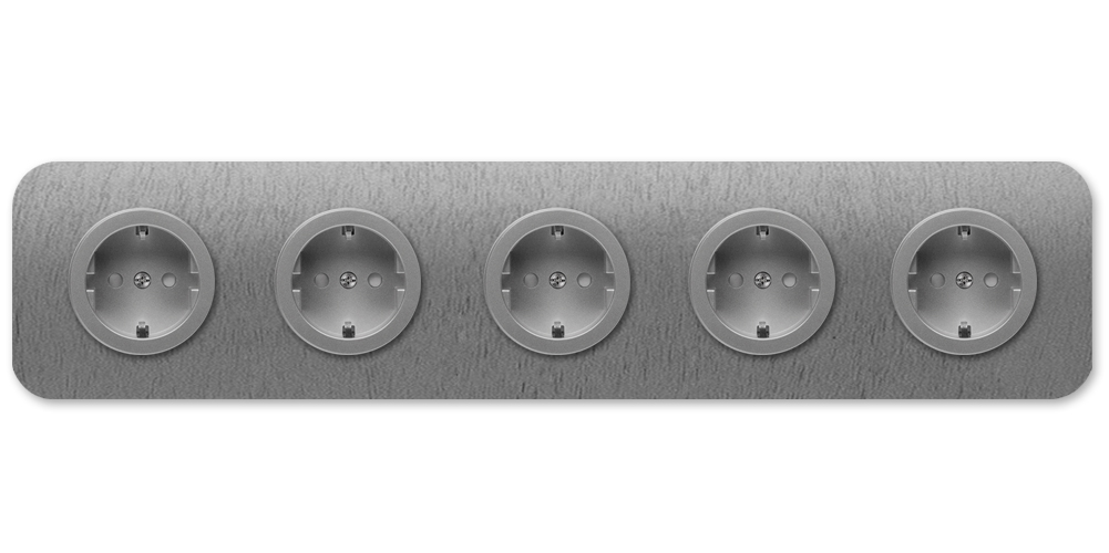 Rounded Socket in Titanium Grey, 5-Gang. Cube Series