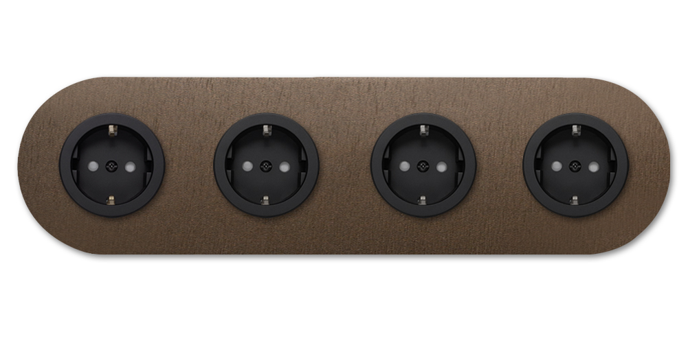 Socket metal brown 4-gang. Round Series