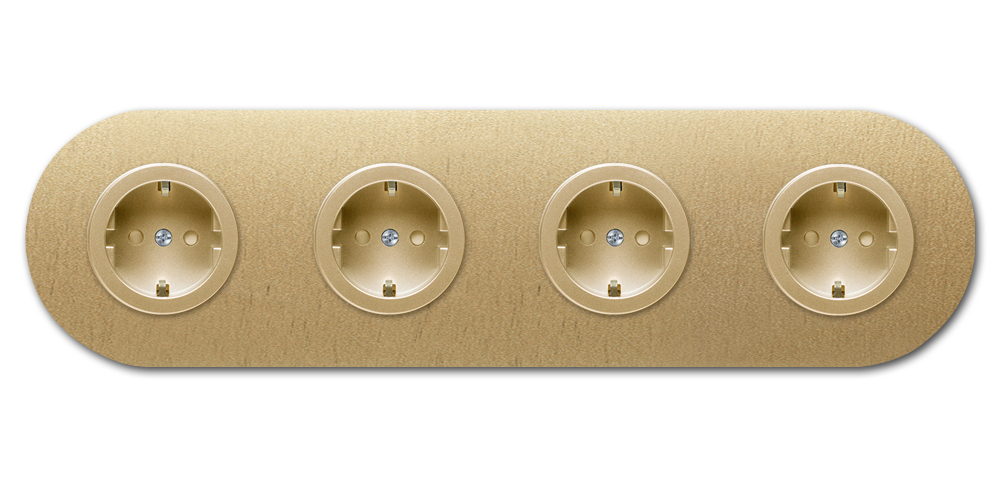 Socket metal in gold 4-gang. Round Series