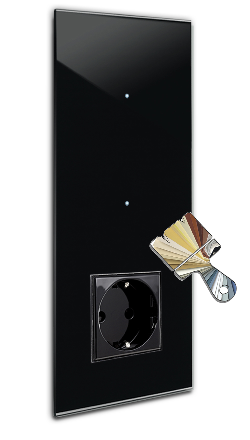 Touchschakelaar met stopcontact. Farrow Ball-kleur. 230V. Glaslook. NOVA