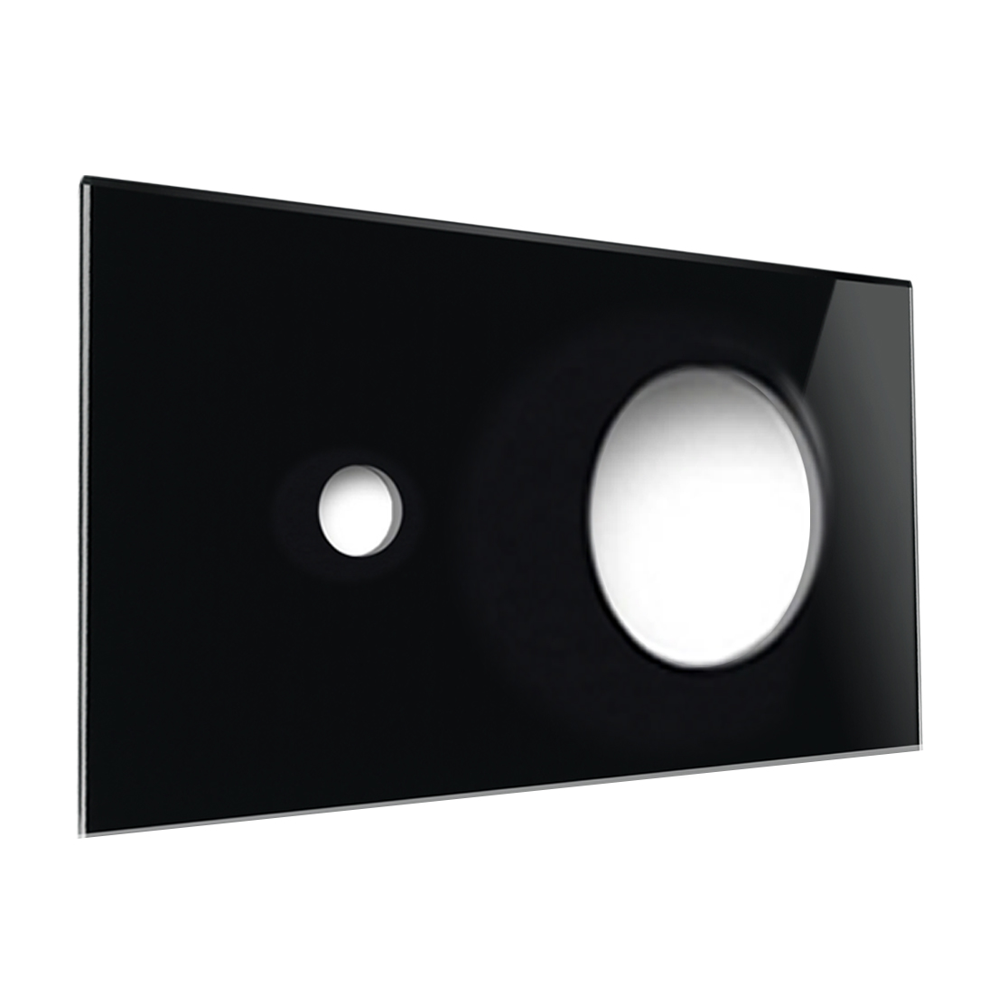 Afdekplaat YORK Zwart glaseffect 1-voudig horizontaal met ronde opening ROHDE+ROHDE