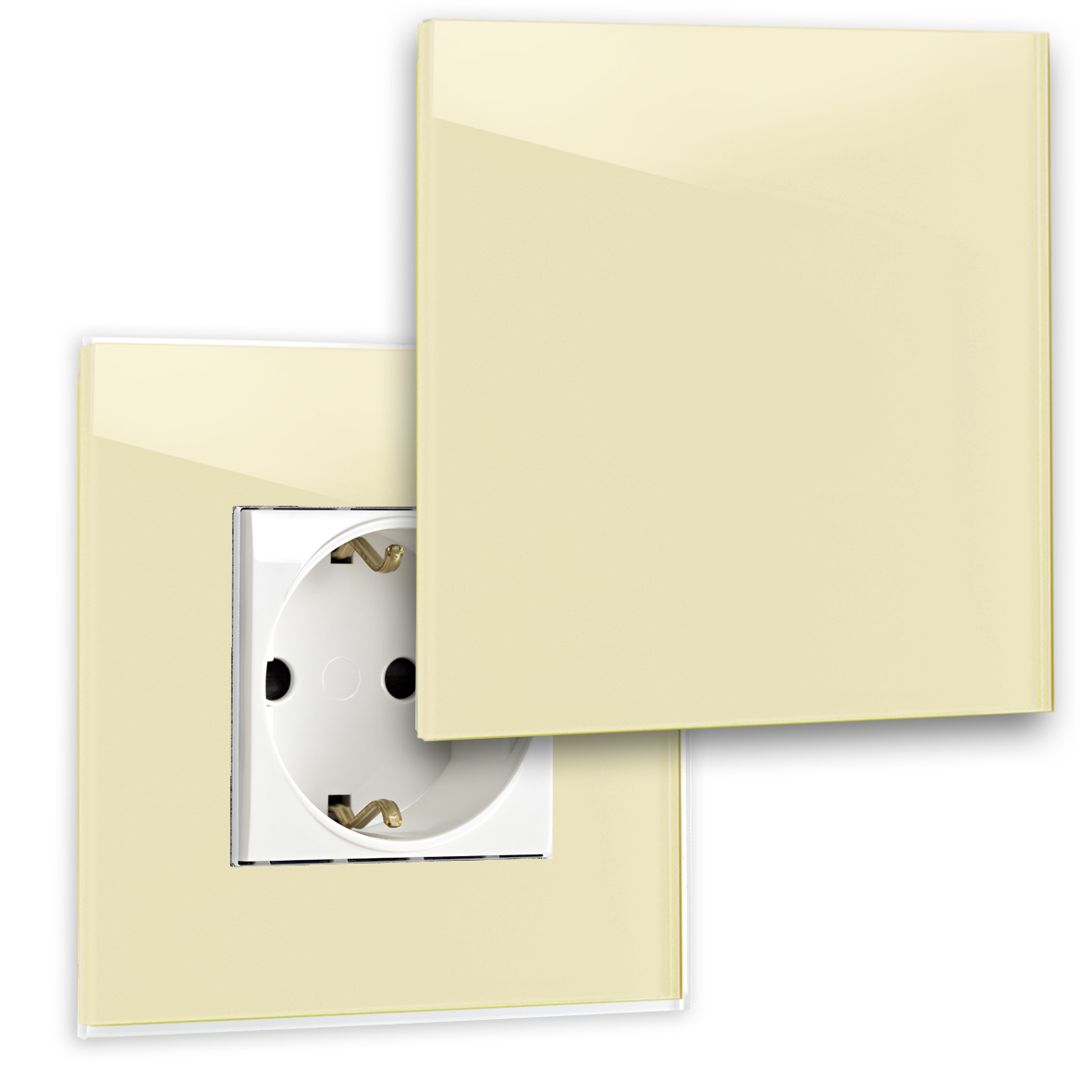 Design socket outlet with cover 1gang glass optic Farrow Ball Dorset 26 Yellow