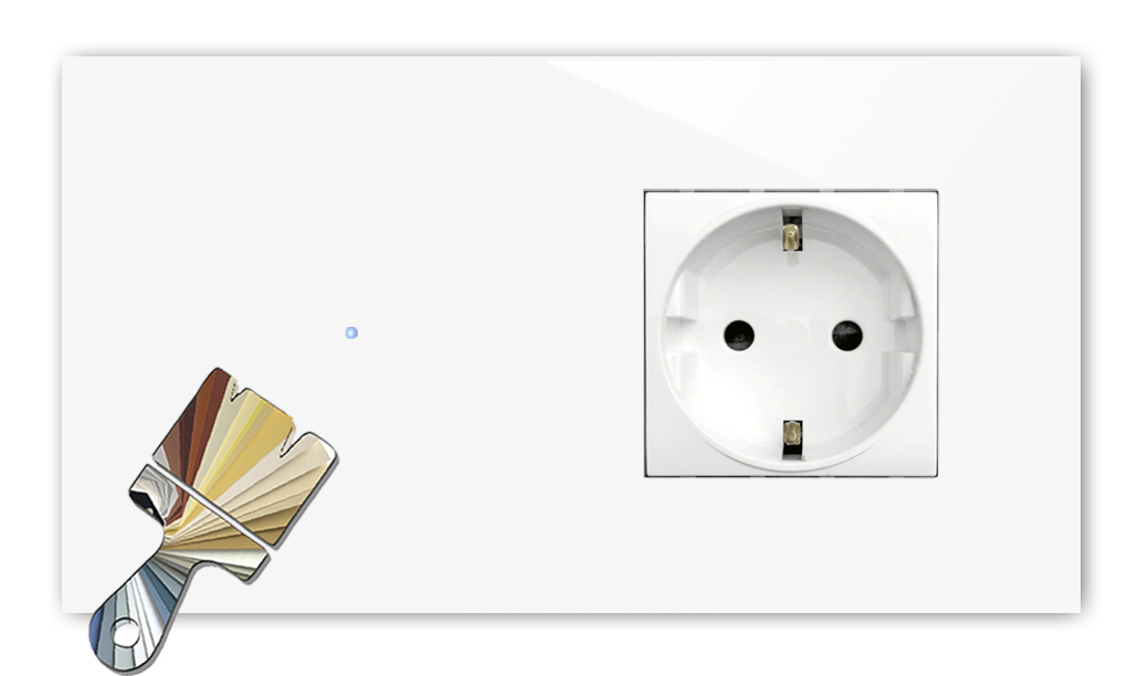 Interruttore touch con presa. Colore Farrow Ball. 230V. Aspetto vetro. NOVA