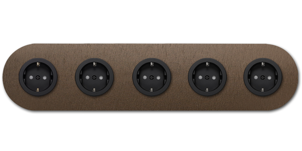 Socket metal brown 5-gang. Round Series