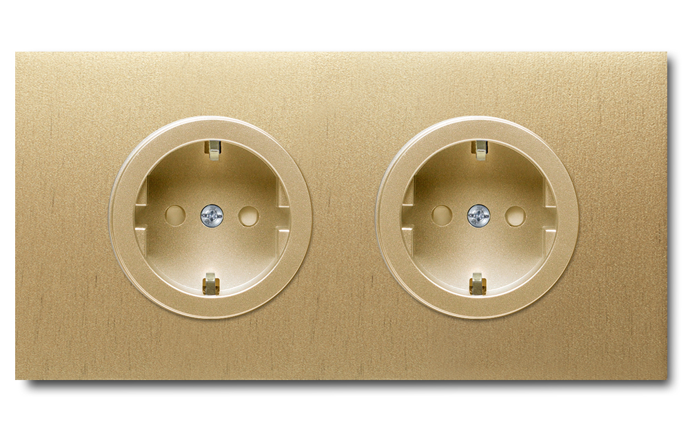 Socket metal gold 2 gang. Square Series