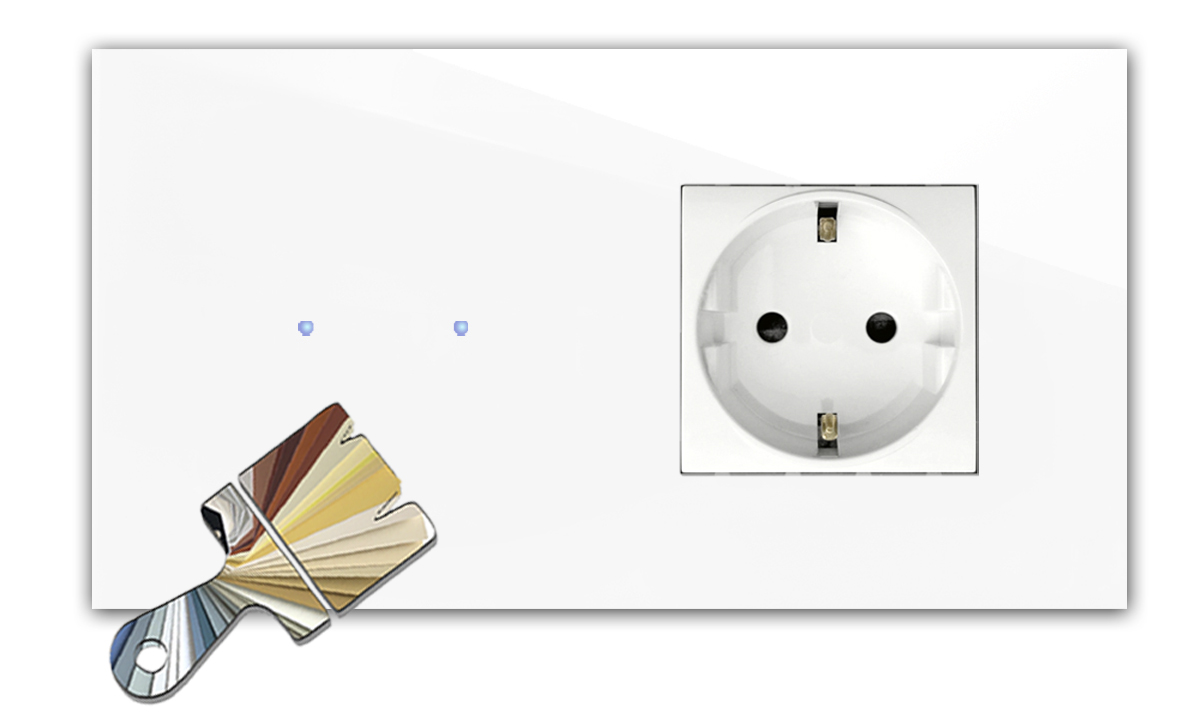 Touchschakelaar met stopcontact. Farrow Ball-kleur. 230V. Glaslook. NOVA