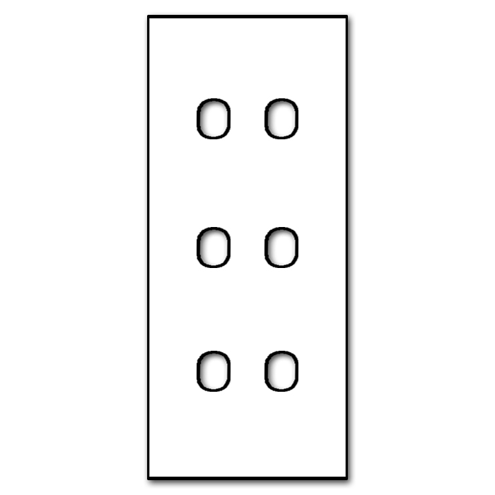 Switch front panel metal in matte white 6 gang for 3 wall boxes. Vectis Square series