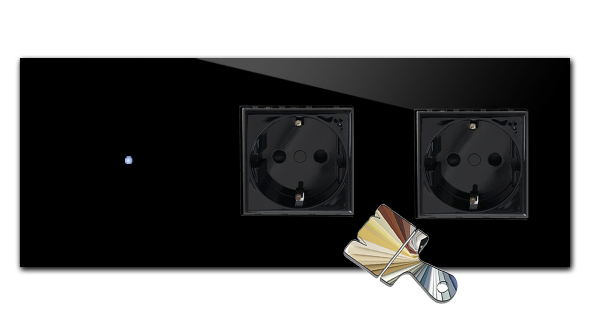 Touchschakelaar met stopcontact. Farrow Ball-kleur. 230V. Glaslook. NOVA