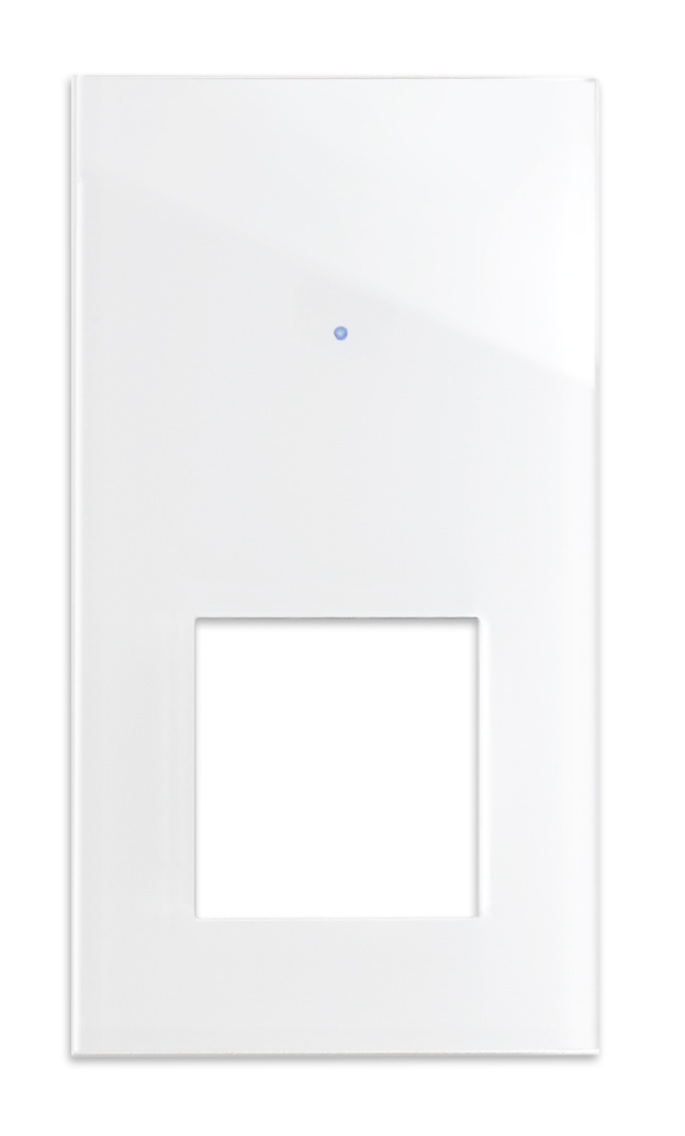 Cache-écran tactile NOVA - aspect verre simple avec découpe carrée en blanc.