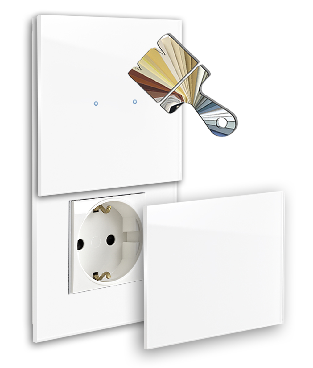 Touchschakelaar met stopcontact. Farrow Ball-kleur. 230V. Glaslook. NOVA