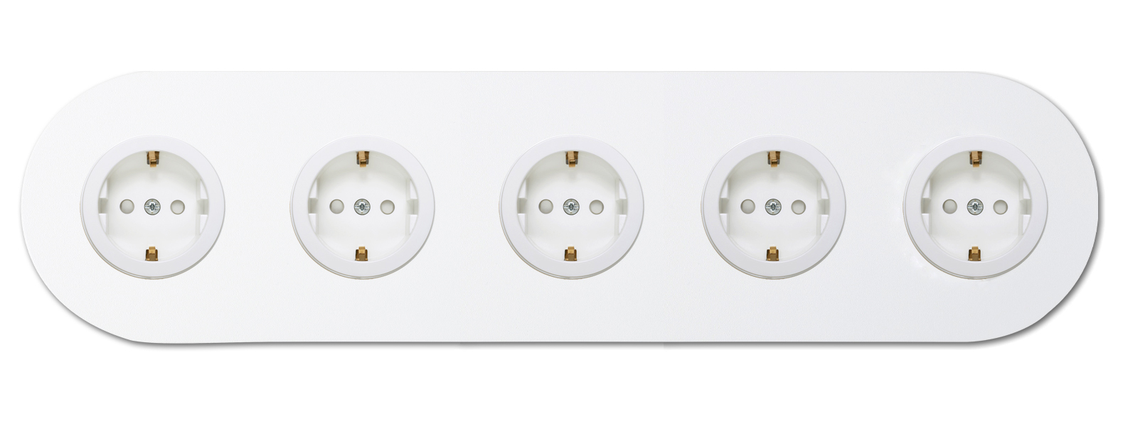 Socket metal matte white single 5 gang. Square Series