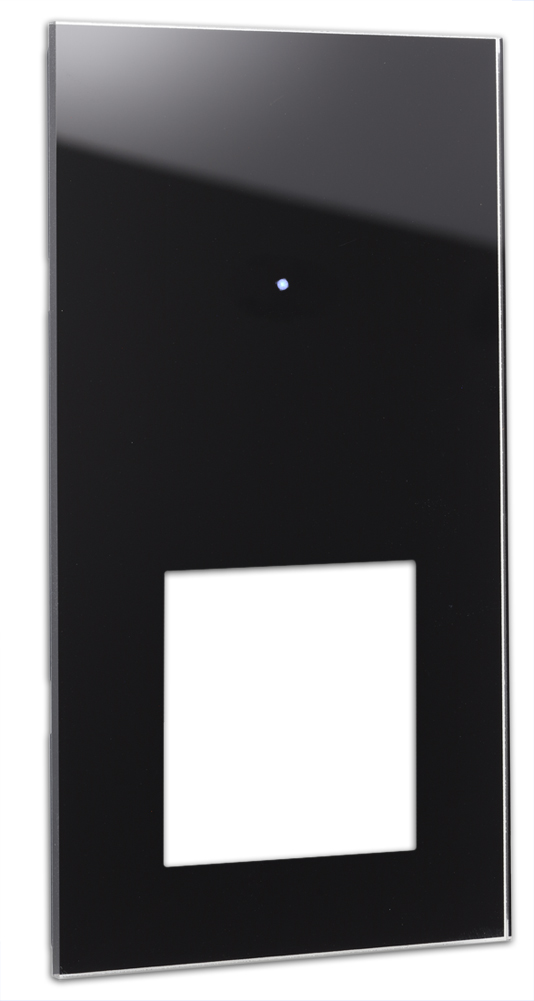 Cache-écran tactile NOVA - aspect verre simple avec découpe carrée en noir.