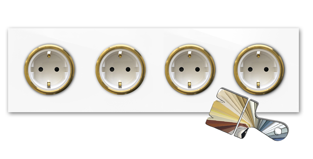 Stikkontakt Farrow Ball farve glaslook guld 4 bande