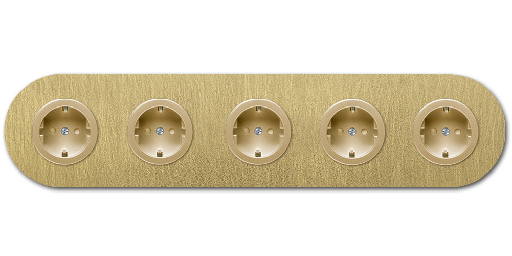 Round socket metal in old gold 5 gang. Round Series