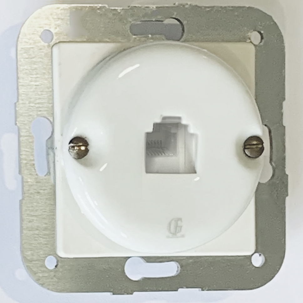 RJ45 socket. White Porcelain. RJ45 socket. White Porcelain.
