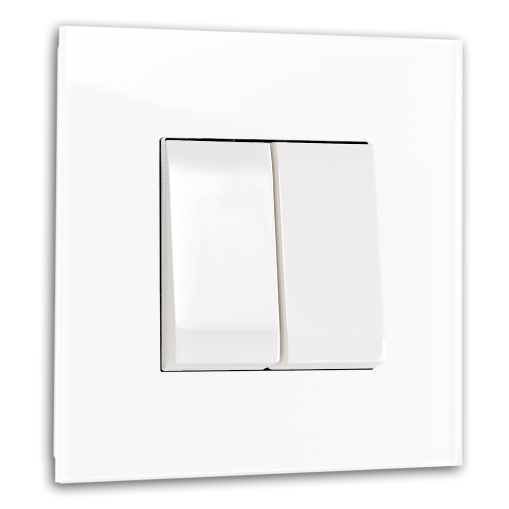 Lichtschalter Glas-Optik 1-fach Wechselschalter Weiß MAXIM