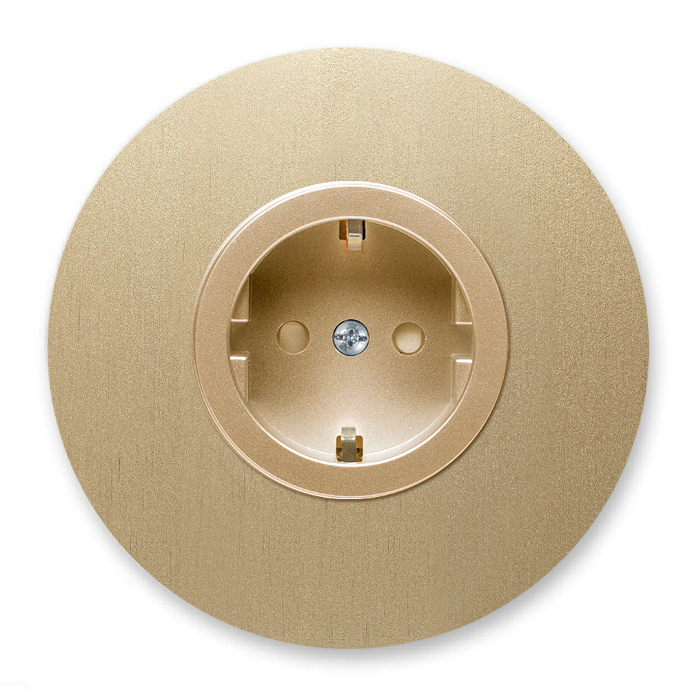 Round socket metal in gold single 1 gang. Round Series