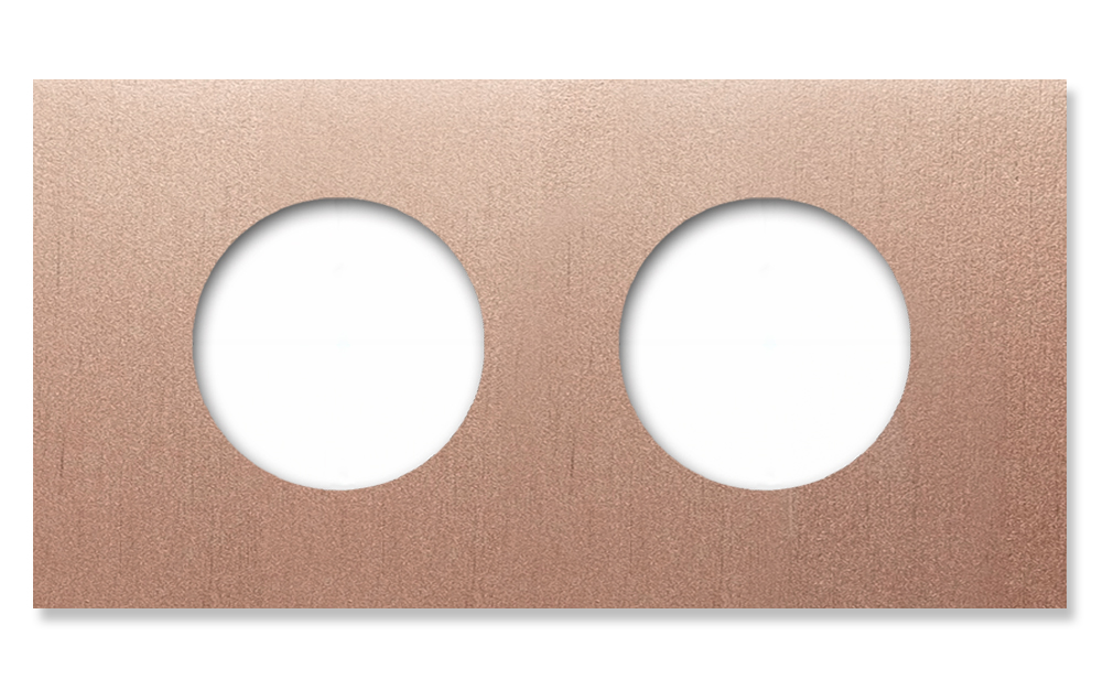 Socket frame metal in Copper 2 gang horizontal. Vectis Square series