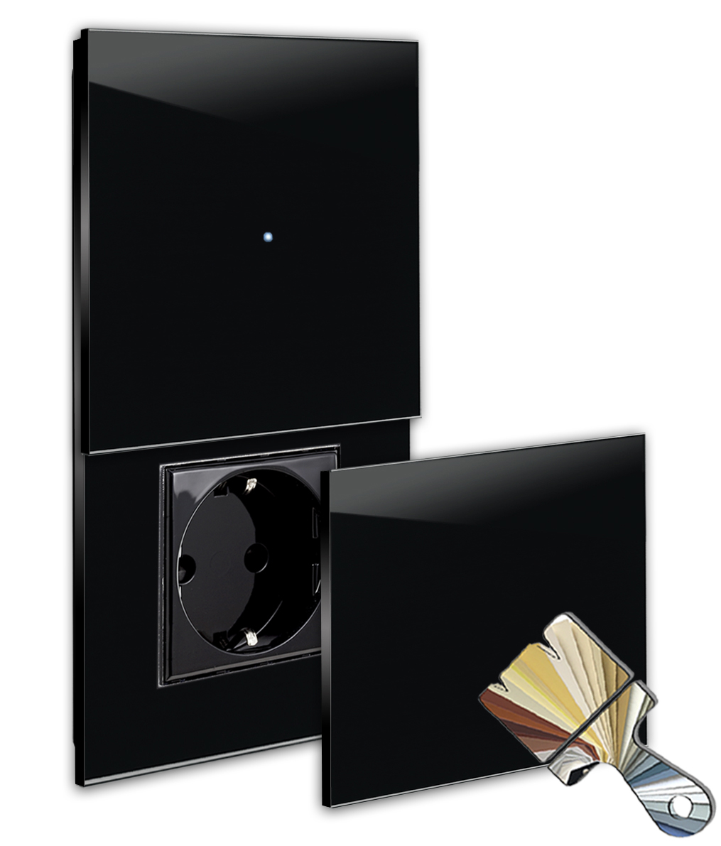 Touchschakelaar met stopcontact. Farrow Ball-kleur. 230V. Glaslook. NOVA