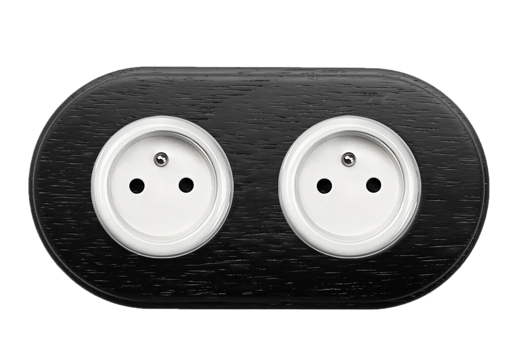 Toma de corriente de porcelana wengué madera de 2 elementos