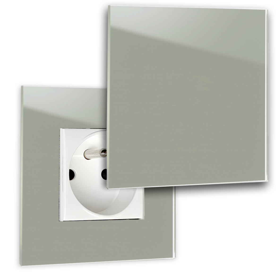 Prise avec couvercle 1x aspect verre en couleur Farrow Ball 25 pigeon MAXIM Type E French Standard