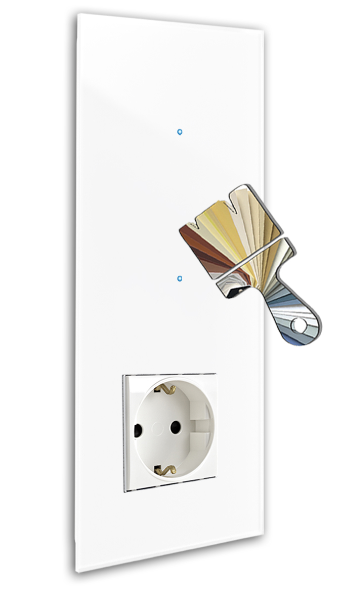 Touchschakelaar met stopcontact. Farrow Ball-kleur. 230V. Glaslook. NOVA