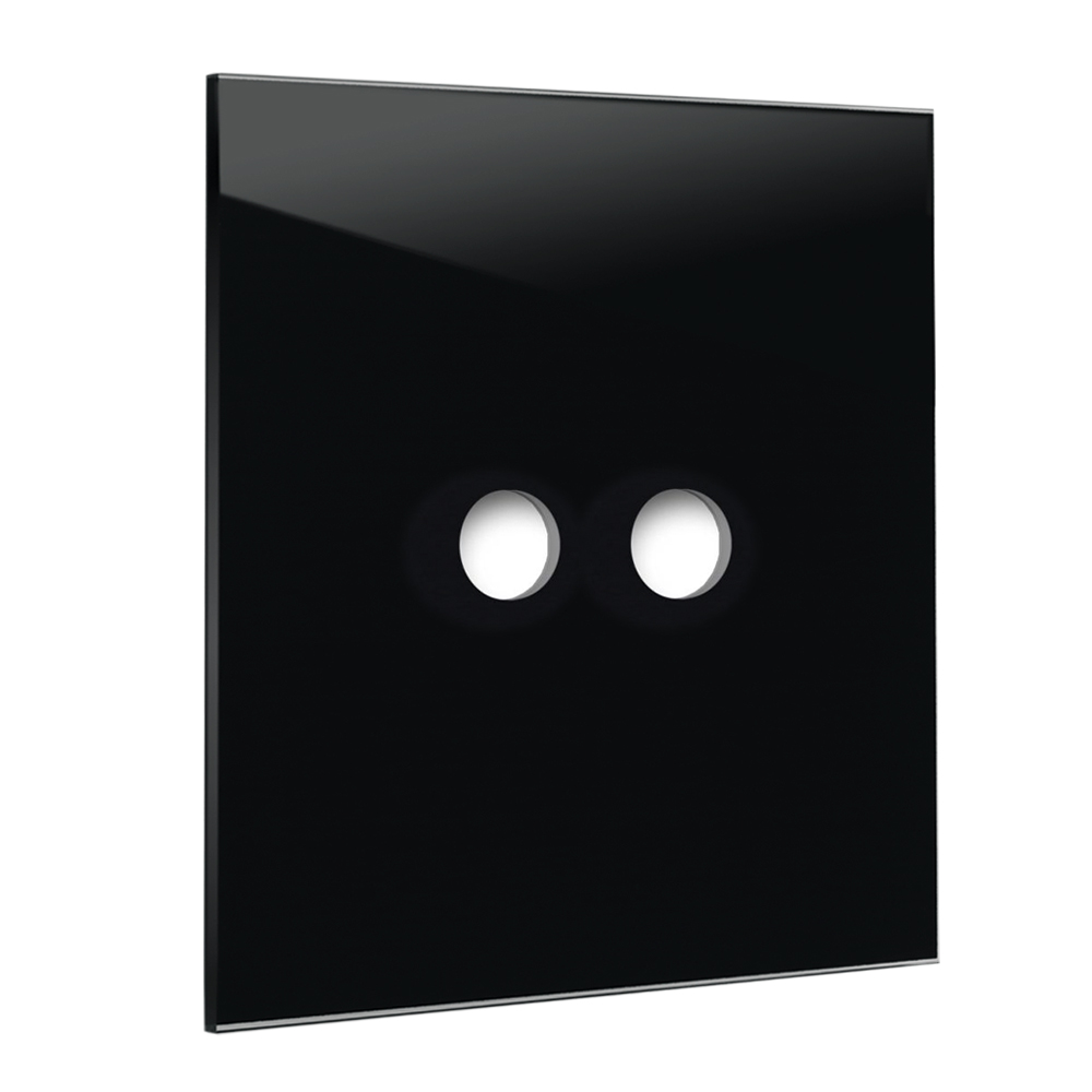 YORK Black Glass-Effect 2-Gang Square Cover Plate by ROHDE+ROHDE