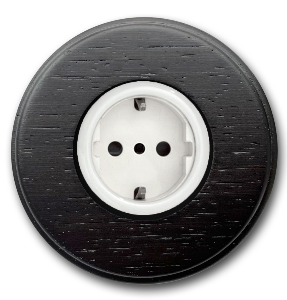 Toma de corriente de pared de porcelana con madera de Wenge, 1 vía.