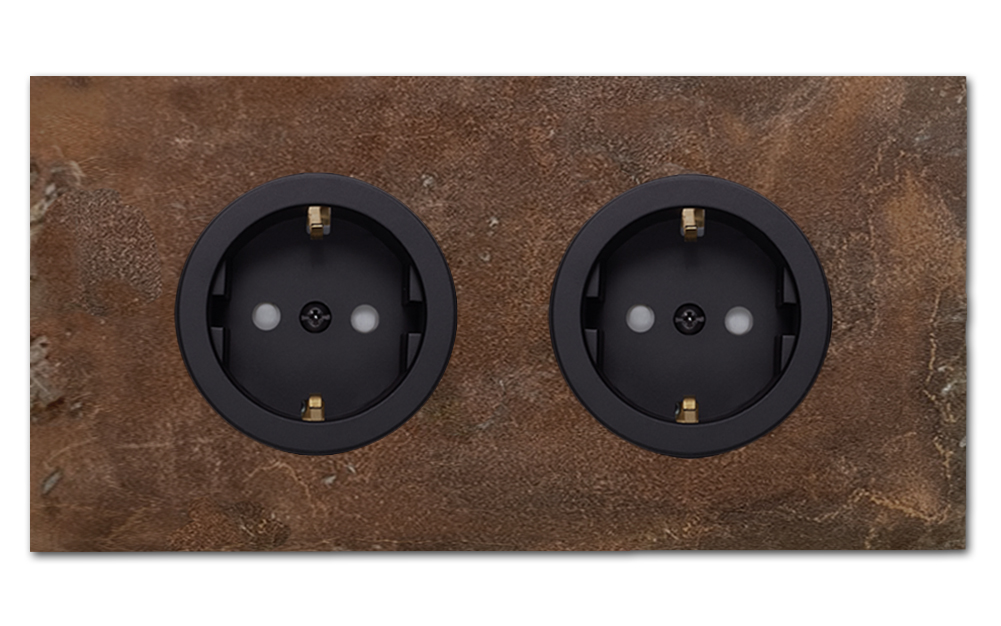 Socket metal rust black 2 gang. Square Series