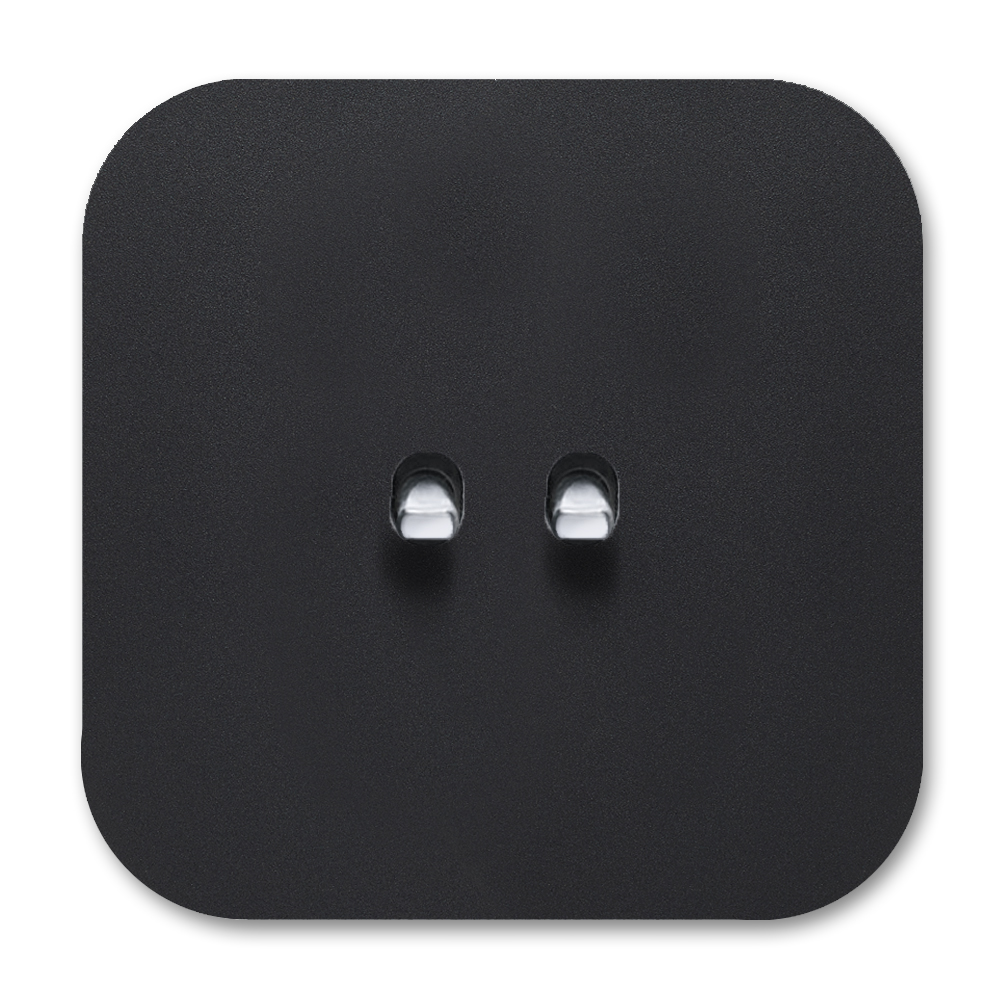 Toggle switch metal matte black chrome 2 gang 2 way. Cube Series