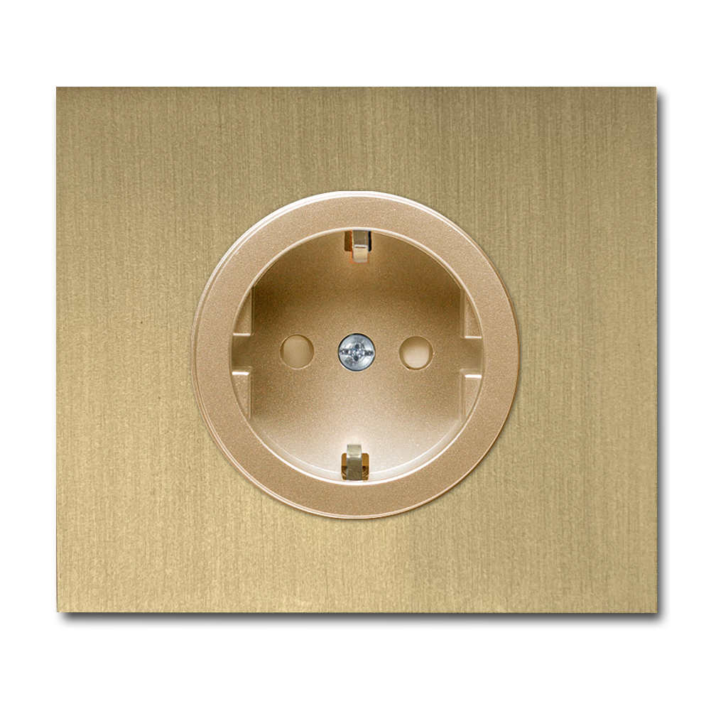 Socket metal old gold vintage single 1 gang. Square Series