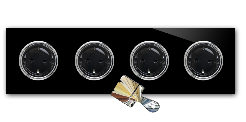 Uttag Farrow Ball färg glas-look set krom 4-vägs