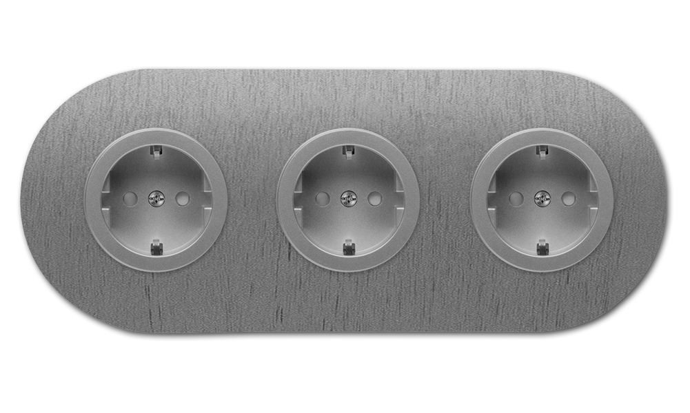 Round metal socket outlet titanium 3-gang. Round Series