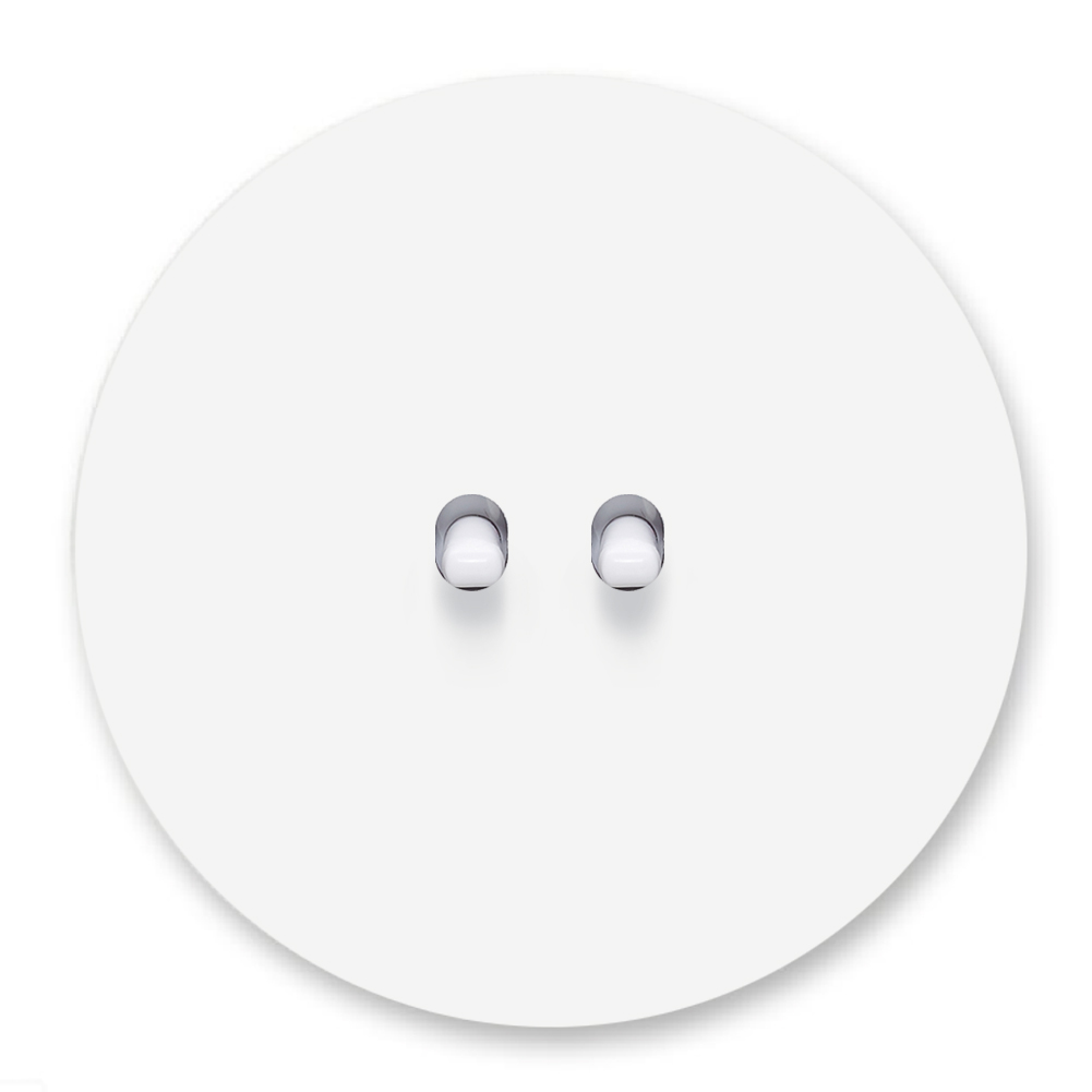 Retro toggle switch round metal matte white 2 gang double