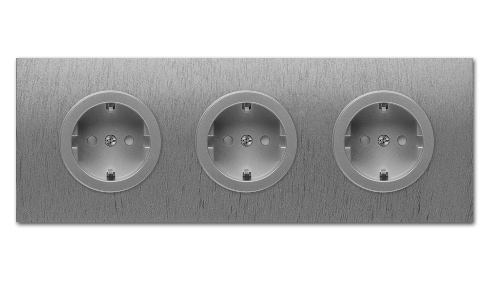 Socket metal titanium graphite 3 gang. Square Series