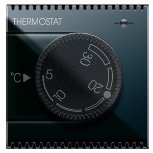 Bouton rotatif THERMOSTAT. Noir brillant.