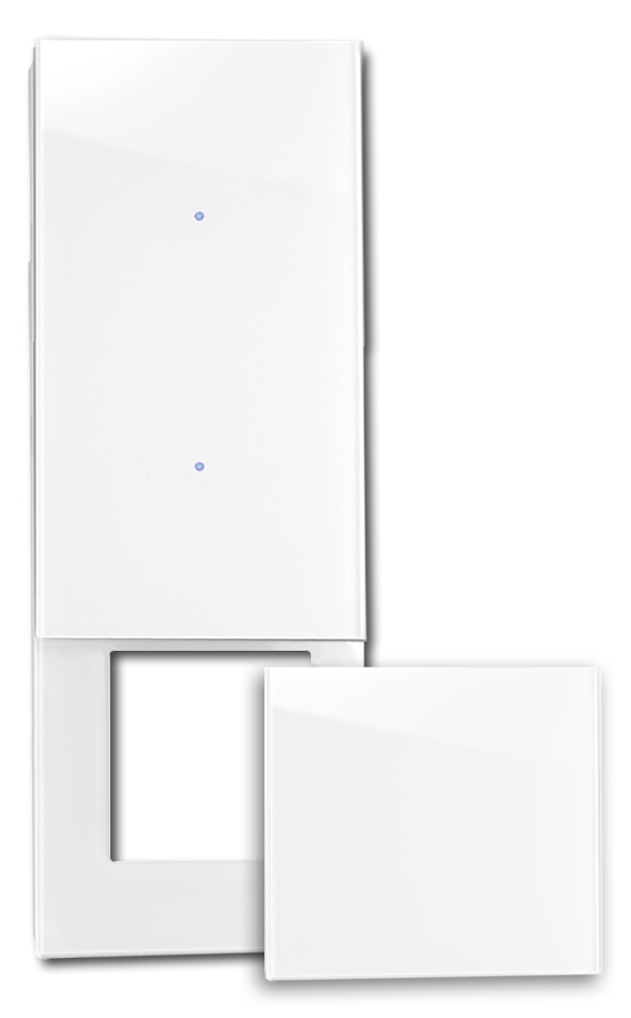 Cache-écran tactile NOVA - aspect verre 2 fois avec découpe et cache en blanc.