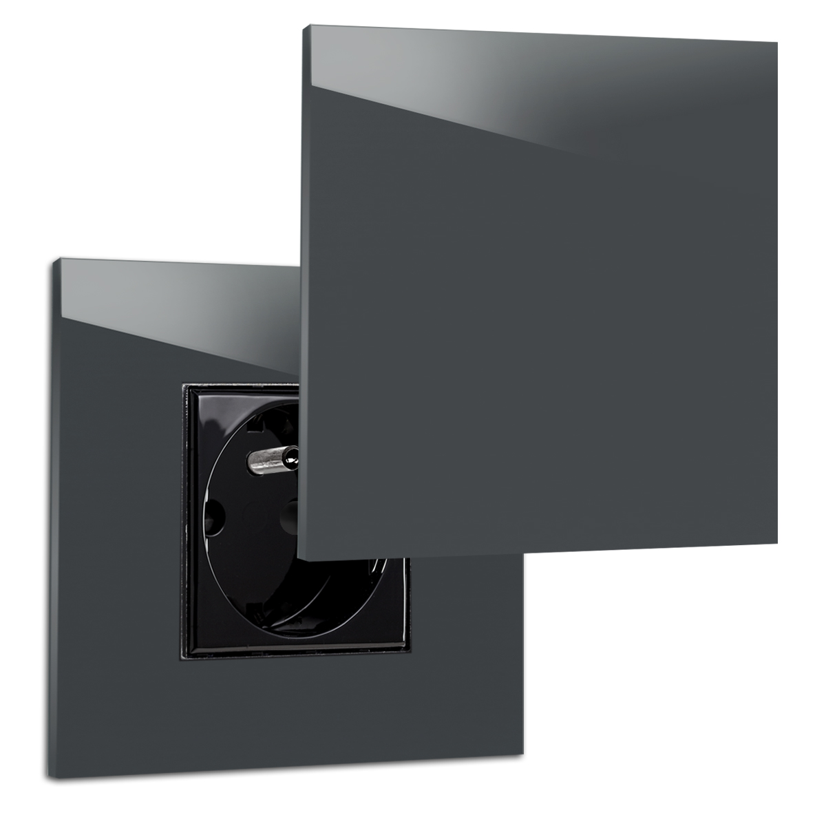 Prise avec couvercle 1fois aspect verre en couleur Farrow Ball 26 down pipe Type E French MAXIM